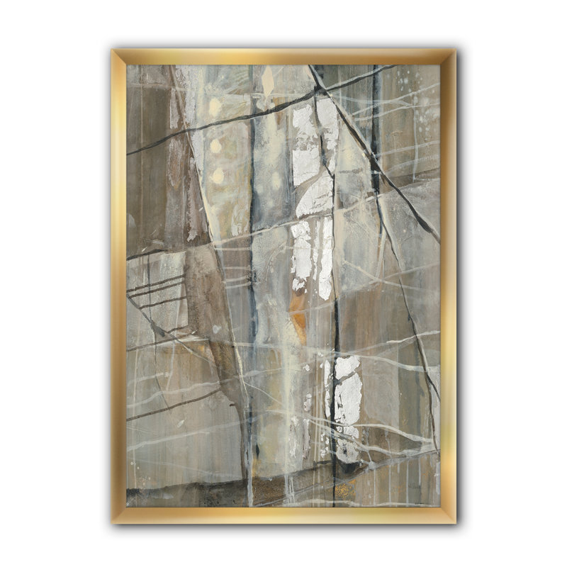 «Gray Silver Geometric Composition», reproduction sur toile encadrée, H 20 po x l 12 po x P 1po, Cadre doré