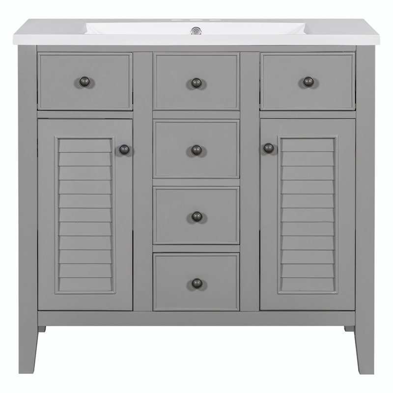 Meuble-lavabo simple 35,98 po avec plateau en céramique Patriks