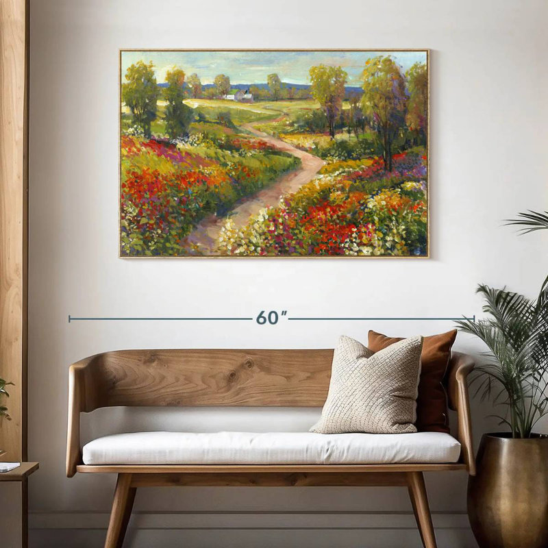 Promenade matinale II, Cadre flottant en bois naturel, 46 po x 31 po