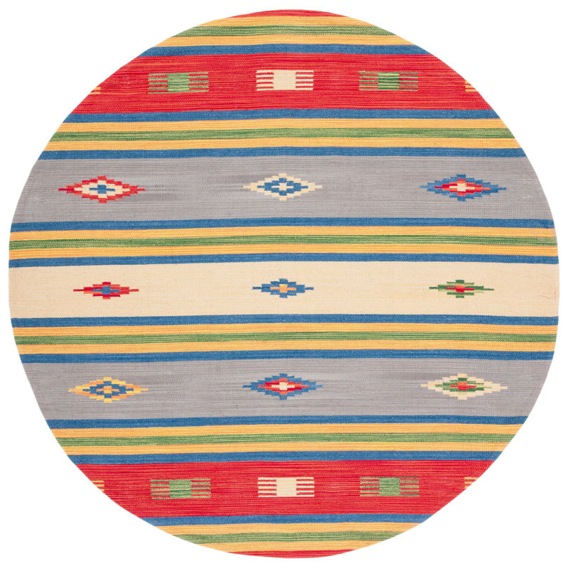 Tapis en coton tissé à la main Barhorst, Rond 6 pi