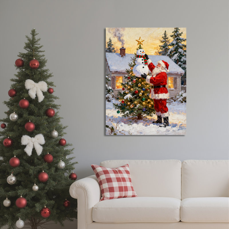 Arbre de père Noël, art mural sur toile, H 24 po x l 16 po