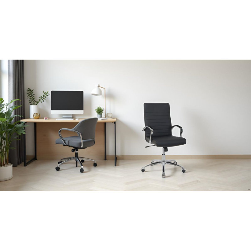 Chaise de bureau Bunjee Mid-Century, 23.5", Noir, noir, noir, noir
