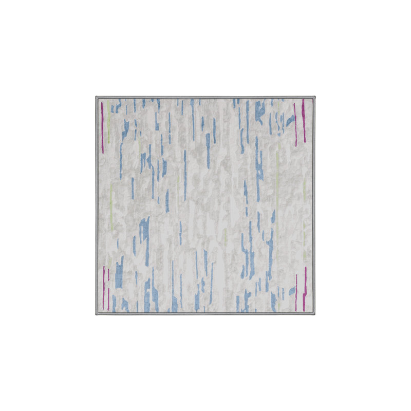 Machine Washable Gray Area Rug, Square 4'
