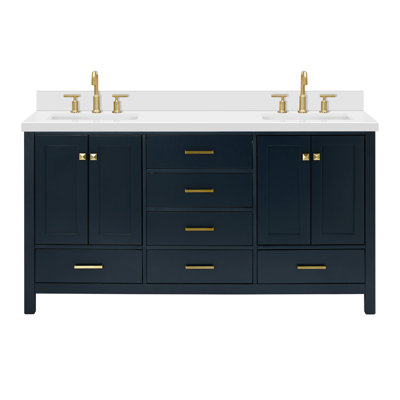 Cambridge 67'' Double Bathroom Vanity with White Quartz Top