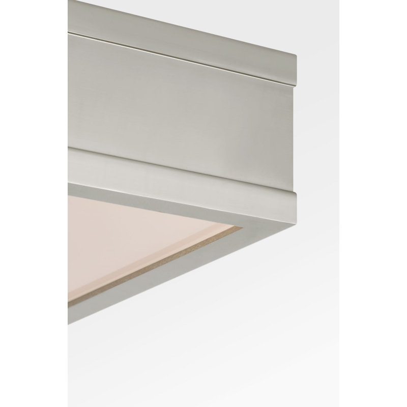 Plafonnier carré Ehlert, Nickel poli, H 4 po x l 16 po x P 16 po