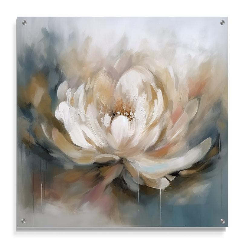 Art floral moderne blanc, H 16 po x l 16 po