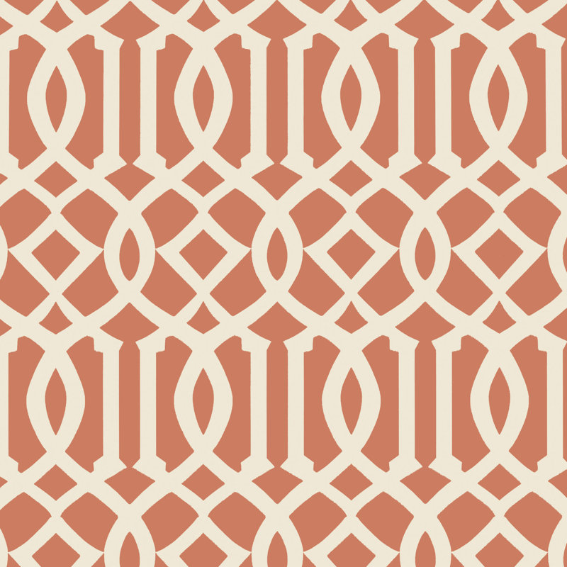Papier peint Imperial Trellis II, Ivoire / mandarine