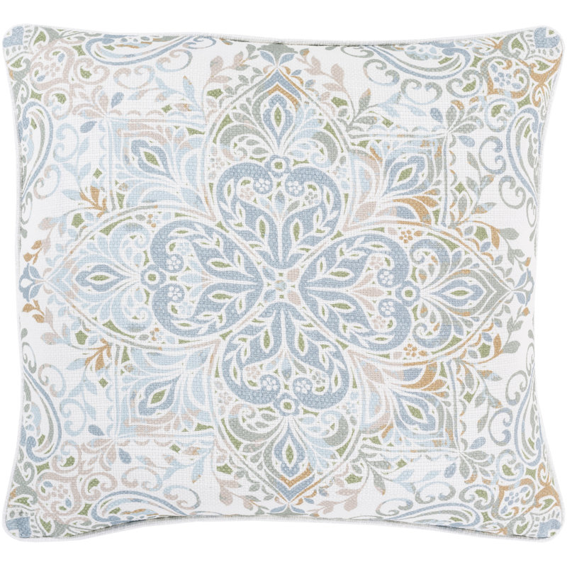 Roxana Cotton Throw Pillow, Denim, Down, 20" x 20"
