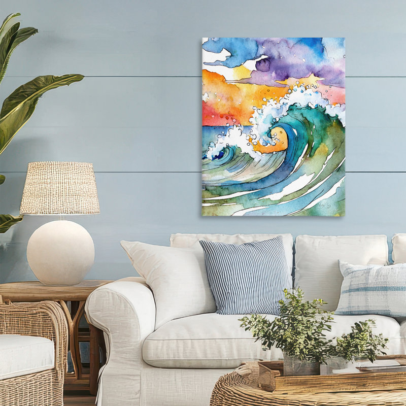 «Vibrant Sunrise Surf Canvas», conception de Shelly Craig, H 30 po x l 24 po