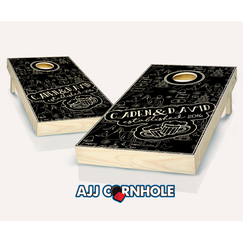 Ensemble de cornhole personnalisé en bois massif 2 pi x 1 pi avec mariage, Rouge / bleu royal, Rouge / bleu royal