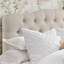 Tufted Upholstered Wingback Headboard, Solid Wood Head Board with Wood Legs, Adjustable Height Bed headboard from 47” to 63” Fabric Headboard in Modern Button Design, Beige-905084640-905084644