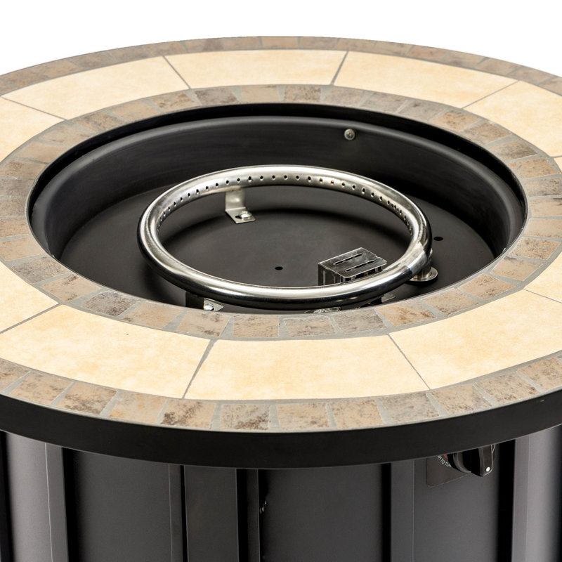 Table brasero ronde de 76 cm (30 po) avec chauffage au propane pour terrasse, 50 000 BTU