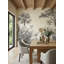 Papier peint tropical jungle, fresque murale en toile noire et ivoire, motif toile de Jouy-359199533-359199528