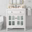 Meuble-lavabo autoportant de 30 po avec lavabo en céramique, portes en verre texturé et plateau basculant-1565410071