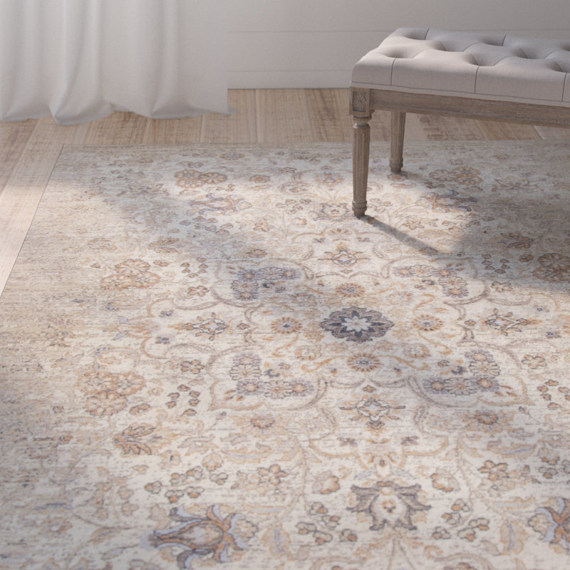 Tapis à aire beige en laine Thora, 2 pi 6 po x 10 pi