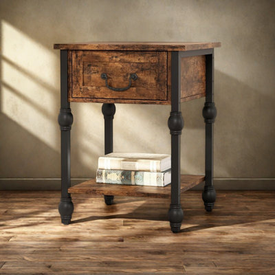 End Table With Storage Shelf Industrial Side Table Narrow Sofa Table