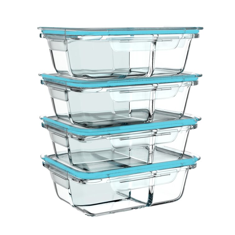 Rebrilliant Ryder Glass Food Storage Containers - 4 Three-Compartment Portion  Control Meal Prep Glassware & Reviews