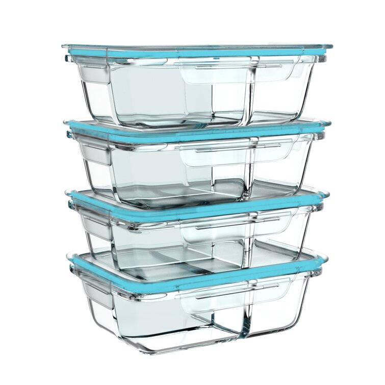 Glass Food Container with Three Compartments