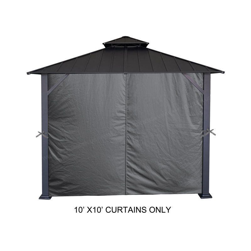 Gray Polyester Privacy Curtain Set for 10' x 10' Gazebo
