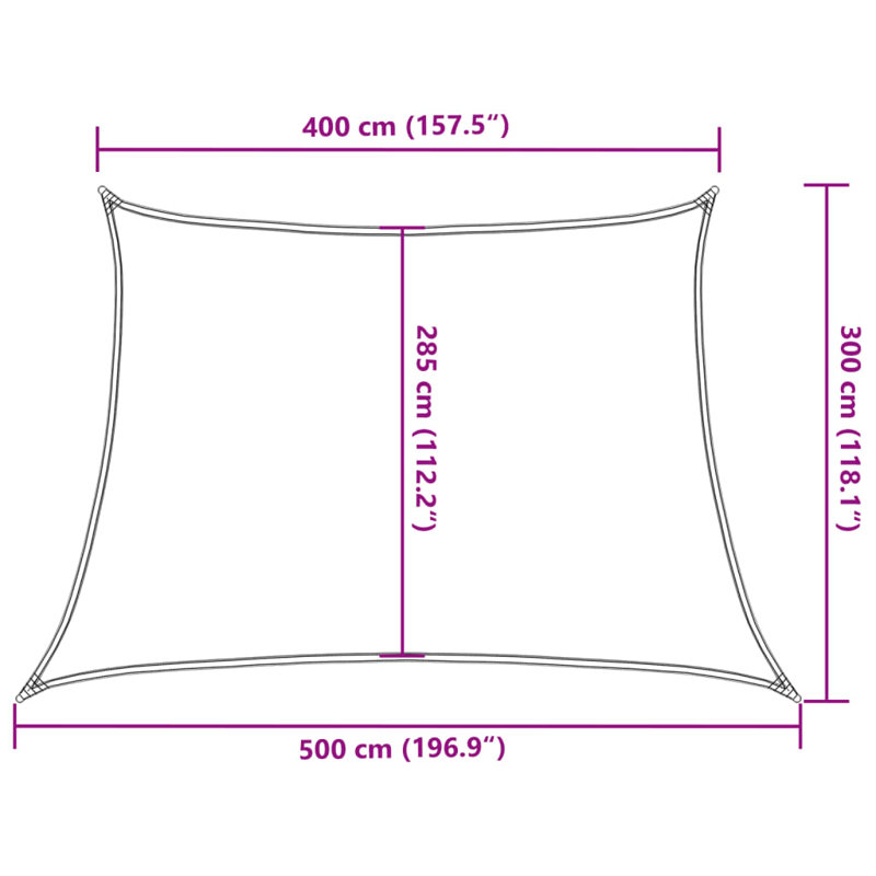 5m x 3m Trapezium Shade Sail, Yellow