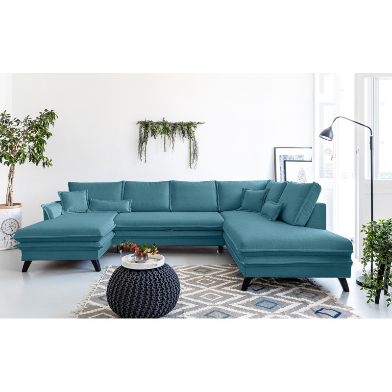 Charming Charlie Upholstered Corner Sofa, Right Hand Facing, Turquoise