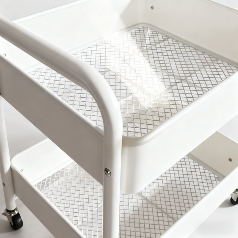 Table de rangement à roulettes, table d'appoint mobile multifonctionnelle en acier au carbone et en MDF