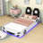 Twin Wooden Car-Shaped Platform Bed with Upholstered Backrest and LED-827008827