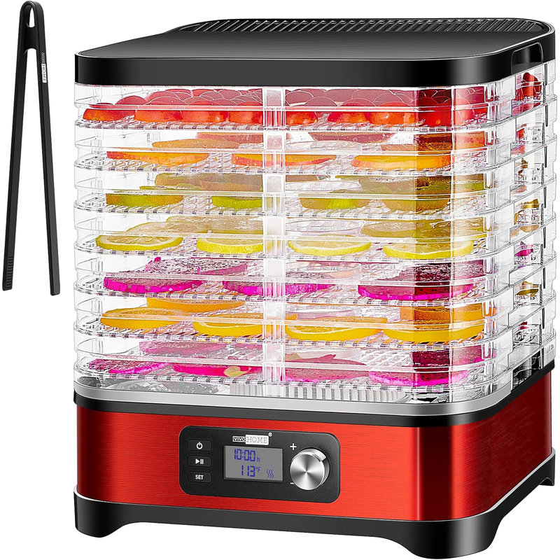 Vivohome 8 Tray Food Dehydrator, Red