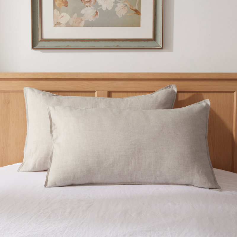Ensemble de 2 taies d'oreiller 100% lin TOSMO, Queen (20x30") Pillowcase, Lin naturel