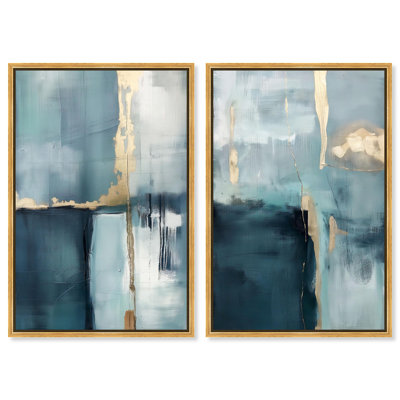«Gilded Blue Luxe Blue Art», ensemble de 2 impressions sur toile par 