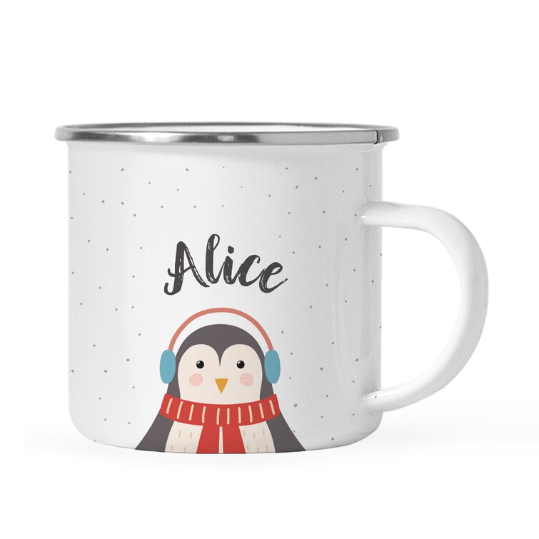 Custom Christmas Penguins Plastic Kids Mug (Personalized)