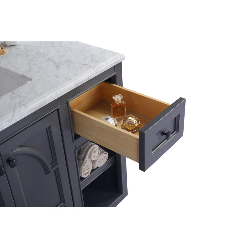 Ensemble de meuble-lavabo simple 36 po Mundy, Gris érable, Noir mat