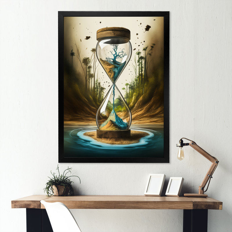 «Hyperealistic Hour Glass IV», reproduction d'art sur toile, L 12 po x H 20 po, Cadre noir