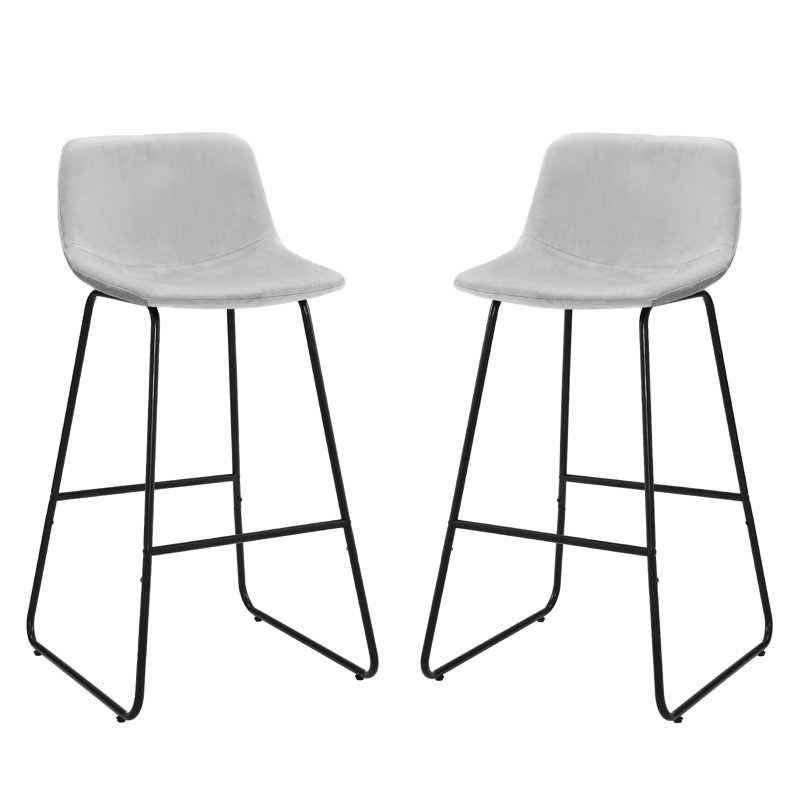 Labria Upholstered Counter Stool with Metal Frame, Light Grey