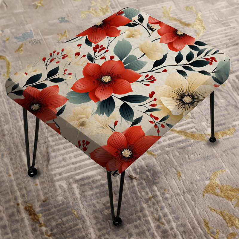Repose-pieds rétro Vintage Romance Red Floral Bliss