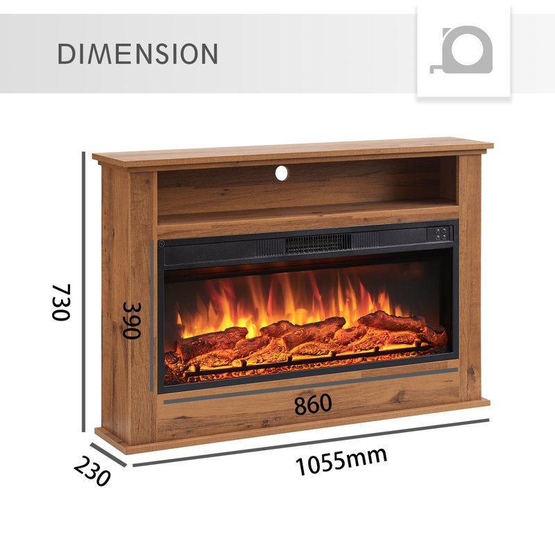 SAHARA FLAMEKO Electric Fireplace, 73cm H x 105.5cm W x 23cm D, Dark Bronx Oak
