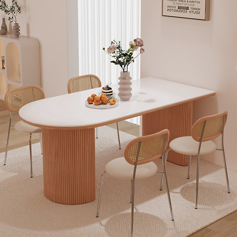 Ensemble de table de salle à manger simple de style français, H 29,5 po x L 78,7 po x l 31,5 po, Brun / argent / blanc cassé