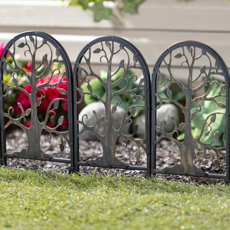 18'' H x 86'' W Metal Garden Edging with Tree of Life Design