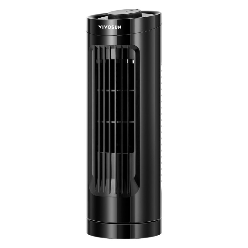 Compact Black Bladeless Oscillating Tower Fan with Three Speed Settings