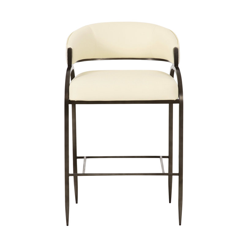 Tabouret de comptoir Tatum en cuir végétalien et jacquard 2 tons