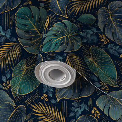 Papier de contact à peler et coller avec feuille d'or marine élégante auto-adhésive et amovible 24 po x 118 po (60 x 300 cm)
