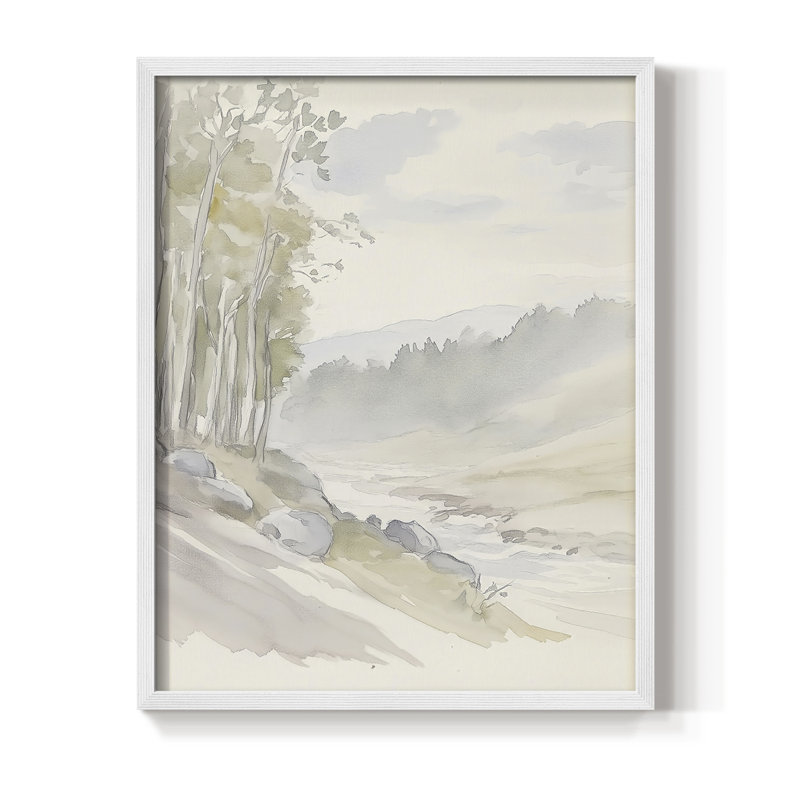 Impression abstraite encadrée CCXIV - prête à être accrochée, H 14 po x l 11 po, Blanc