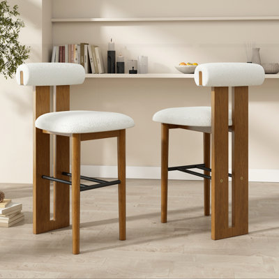 Ensemble de 2 tabourets de bar rembourrés en bois Renee