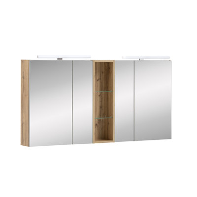 Duo 141.6 mm W 75 mm H Surface Mirrored Bathroom Cabinets 6 Adjustable Shelves with Mirror