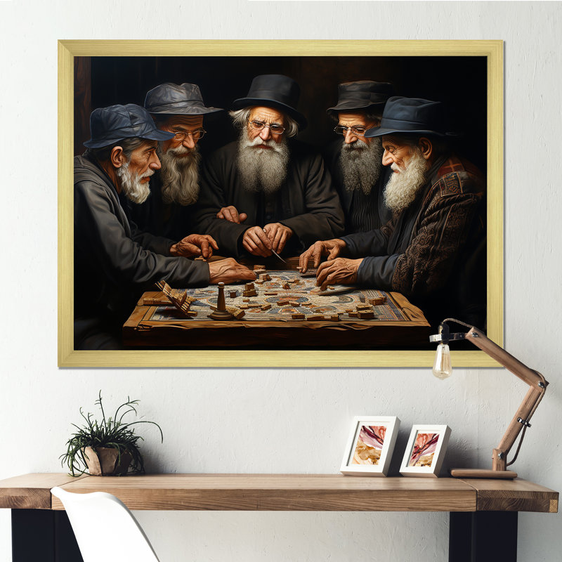 Judaïsme dévotion II - impression, Cadre doré simple, H 30 po x l 40 po x P 1,5 po