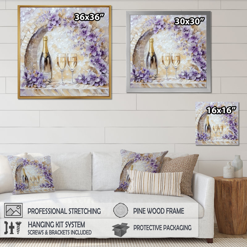 «Wine Cellars Majestic In Winter II - Wine & Champagne», reproduction d'art, H 16 po x l 16 po, Argent argent