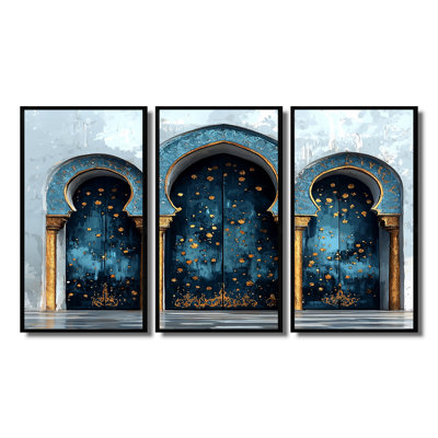 Ensemble de salon art mural bleu Rabat Kasbah Morocco Doors