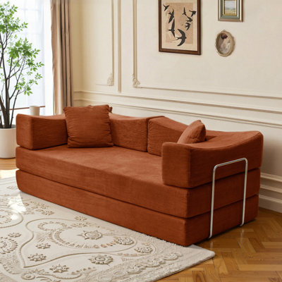 Canapé-lit modulaire convertible 2-en-1 avec matelas en mousse à mémoire de forme - aucun assemblage requis, canapé-lit peu encombrant pour salon, chambre à coucher, studio-B6006-BRO