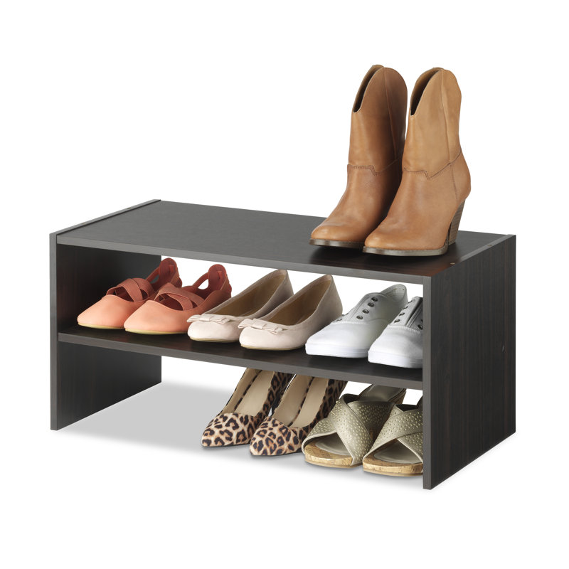 Whitman 9 Pair Stackable Shoe Rack, Espresso, 11.61" H x 24" W x 11.61" D