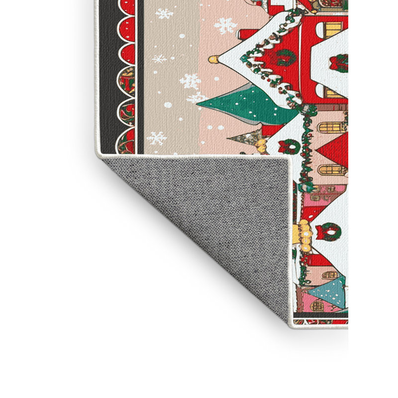 Tapis de vacances d'hiver de Noël lavable The Holiday Aisle®, Rectangulaire 2 pi x 3 pi